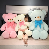 Vente en Gros Ourson en Peluche Géant Bleu Positif et Mignon de 80-180cm, Ours en Peluche Rose Doux, Idéal Cadeau Saint-Valentin