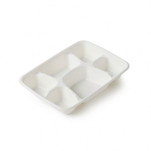 Eco-friendly Disposable Biodegradable Sugarcane <b>Lunch</b> <b>Box</b> Food Tray Customized Logo White 4/5/6 <b>Compartment</b> Paper Packed - Product Image 1
