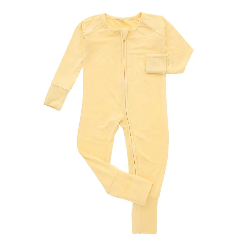 Peleles de manga larga con cremallera para bebé, ropa de alta calidad para recién nacido, Otoño, venta al por mayor, color sólido personalizado