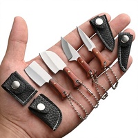 Mini Taşınabilir Paslanmaz Çelik Cep Bıçağı Şam Çelik Sabit Namlulu Ahşap Saplı Özelleştirilebilir OEM Avlanma İçin Anahtarlık DIY