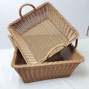 Panier à linge rond en plastique imitation rotin tressé, organisateur de vêtements écologique, type sur pied - Product Image 4