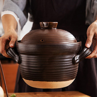 Ensemble de casseroles en céramique de terre cuite beige clair et marron minimaliste japonais, pot à ragoût multi-capacité