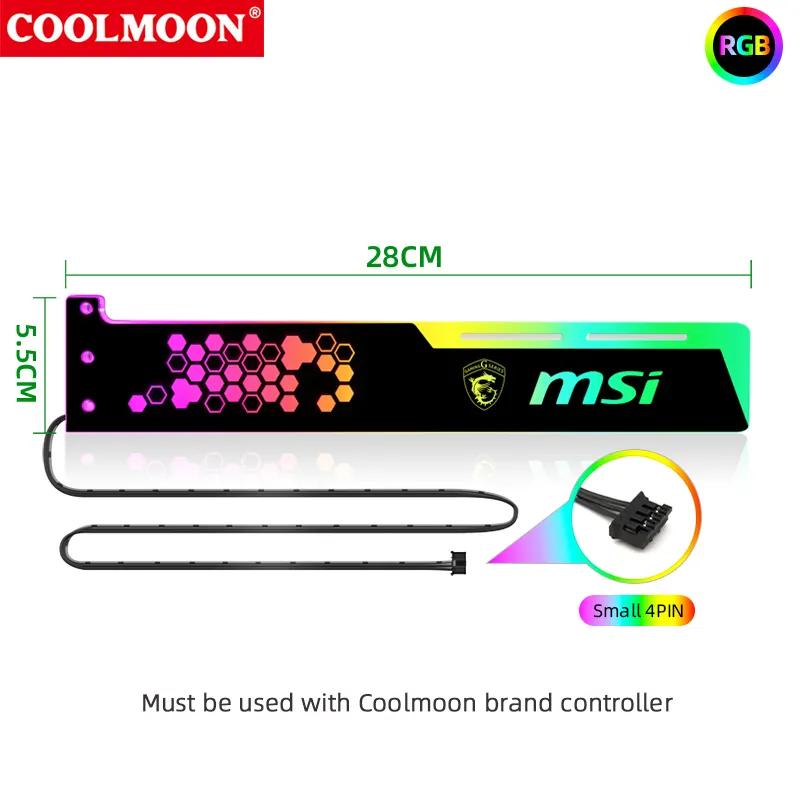 Coolmoon bán hàng trực tiếp phụ kiện máy tính 28cm GPU Bracket chủ RGB chơi game PC Card đồ họa hỗ trợ trong kho GPU Riser