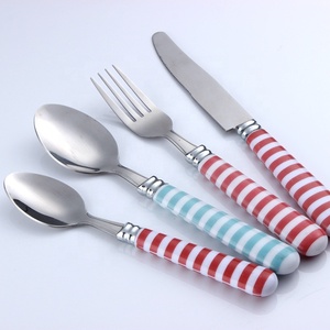 Jieyang bán buôn thép không gỉ Flatware ngã ba dao và muỗng thiết lập dao kéo với nhựa xử lý - Product Image 6