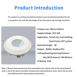 RS485 tín hiệu đầu ra cảm biến 24Ghz lò vi sóng Radar micro-motion sự hiện diện của con người modbus rtu hệ thống điều khiển - Product Image 6