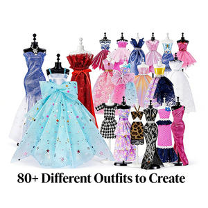 Kit d'artisanat pour enfants, conception de vêtements de mode, mannequins en plastique moulés sous pression, modèles de tissus, ciseaux de mesure, cadeau - Product Image 4