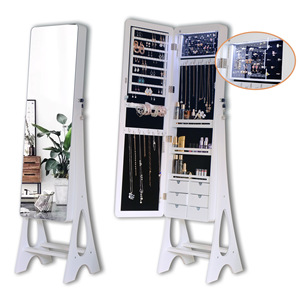 Gabinete de almacenamiento de joyas para sala de estar, tocador <span class=keywords><strong>con</strong></span> <span class=keywords><strong>espejo</strong></span> de pie, <span class=keywords><strong>espejo</strong></span> de cuerpo entero, gabinete de almacenamiento de joyas móvil - Product Image 1