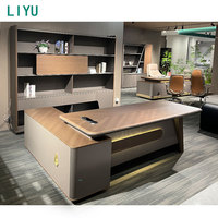 Bureau de direction Liyu Light Luxury avec étagère, grand bureau moderne et simple pour directeur général, bureau de travail, bureau de gestionnaire
