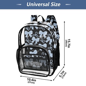 Blue Bow Patterns Customs Waterproof PVC Clear Plastic <b>School</b> Bags <b>Large</b> Clear <b>Backpack</b> Transparent Travel Bag - Product Image 4