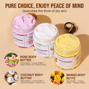 Beurre corporel en gros au beurre de karité avec parfum mangue, noix de coco et rose – Hydratation intense, liftant et raffermissant – 200g - Product Image 1