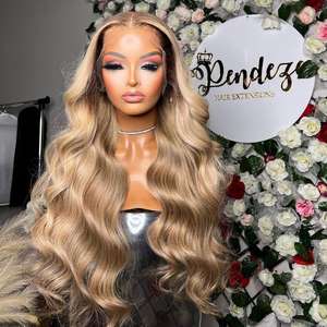Encantadora Peluca Ondulada Rubio Cenizo Lace Front con Raíces Oscuras Ombré 13*4 Frontal con Reflejos Rubio Cenizo Cabello Humano HD Peluca Full Lace - Product Image 2