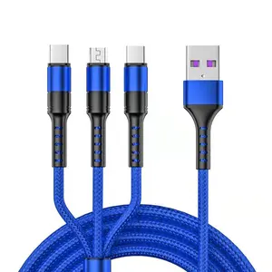 2022 Newest Full Protocol Fast Charging Cable 3 in 1 usb data cables Type C 3A For All Smart mobiles manufacturer