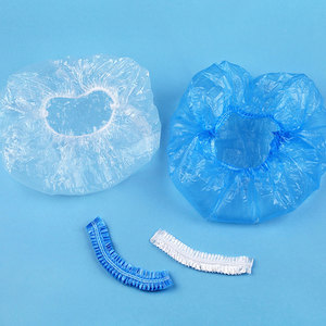 Disposable Waterproof hair head cover Plastic Pe large Shower Bath Cap Transparent Mob Head Cap Hotel Bathroom