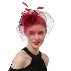 Fascinateur de <span class=keywords><strong>filet</strong></span> français pour femmes rubans de cheveux en tissu casque pour les fêtes de mariée et les costumes de mascarade - Product Image 2