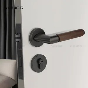 JOG Hardware Factory OEM Zinc Alloy Simple Luxury High Quality New Design Grey Black Walnut Door Handles For Interior Doors