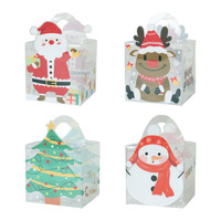 Boîte cadeau en PVC transparent avec poignée pour Noël, boîte d'emballage pour bonbons et biscuits pour les fêtes de Noël, boîtes à friandises pour chocolat et biscuits