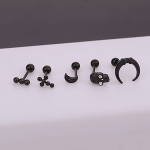 Piercing Rook Helix Daith in Acciaio Inossidabile per Donne, Design con Fulmine, Croce, Luna, Teschio, Scheletro e Serpente - Product Image 5