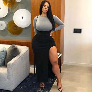 Halter Sexy attaccato Backless Split abiti aderente senza maniche nero Fashion Dress <span class=keywords><strong>Chic</strong></span> inverno 2020 <span class=keywords><strong>abbigliamento</strong></span> donna #0424 - Product Image 2