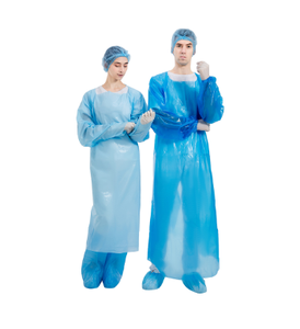 Hubei Haixin approvisionnement médical bleu robe d'isolement jetable grand PPE étanche en plastique Robe en gros vêtements chirurgicaux - Product Image 1