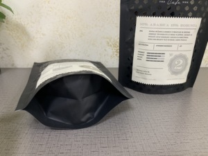 Sac d'emballage pour café en poudre, café en grains, Doypack réutilisable avec valve de dégazage et fermeture éclair, noir UV spot, 1 kg, 500 g, MOQ, LOQ - Product Image 6