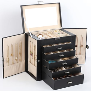 Estuche Cosmético de Gran Capacidad de Seis Capas, Caja de Joyería con Espejo, Regalo Navideño, Black Friday - Product Image 1