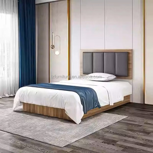 Hotel Furniture Bedroom Set Low Cost Wood Single <b>Twin</b> <b>Bed</b> <b>Frame</b> With Headboard Nightstand Desk Wardrobe for Budget Hotel Project - Product Image 1