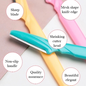 Rasoir droit emballage personnalisé 12 pièces rasoirs faciaux multi-usages racloir à sourcils avec tête de <span class=keywords><strong>coupe</strong></span> en maille vente en gros - Product Image 4