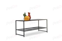 Table basse / Table carrée moderne en métal, hauteur réglable, design minimaliste, deux niveaux, structure en fil de fer, salon