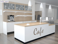 Comptoir de réception moderne et écologique personnalisé en blanc et bois avec vitrine à pâtisserie