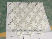 Mosaïque de marbre à motif floral en jet d'eau, mosaïque pour crédence de cuisine et carrelage mural de salle de bain