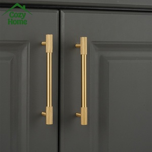 French Cabinet Handles Solild Brass Kitchen Cabinet Handles Brushed Brass <strong>Door</strong> <strong>Knobs</strong> Knurling Luxury Kitchen Cabinets Handle - Product Image 5