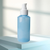 Botol Sampo Mini Plastik PET Bulat Kosong Biru Xypackaging 150ml 5oz untuk Sampel dengan Tutup Flip Top Grosir