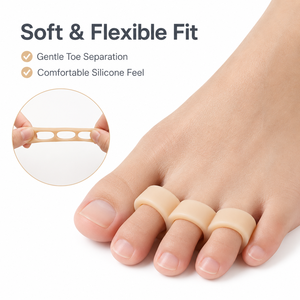 Séparateur d'orteils triple en silicone souple pour la protection des orteils superposés, idéal pour les soins quotidiens des pieds et la utilisation des chaussures. - Product Image 2