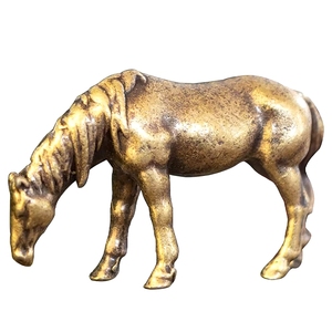 Statuettes de chevaux en laiton métallique, 4 styles, sculpture artistique électroplaquée pour la maison, la décoration religieuse et moderne - Product Image 6