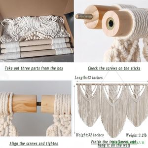 Tapiz de Pared de Macramé Tejido a Mano de Algodón, Decoración Bohemia para Bodas, Hecho en Vietnam - Product Image 5