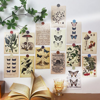 30PCS 14CM Vintage Plante Carte Postale Champignon Art Esthétique papillon Poster