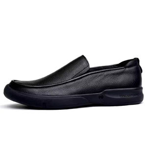 Mocasines Casuales de Negocios para Hombre, de Cuero Vacuno Genuino, Suaves, Versátiles, Cómodos, con Cierre Deslizante, que Aumentan la Altura, para Primavera y Otoño - Product Image 1