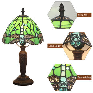 Lámpara de Mesa Pequeña de Lujo Ouhao con Pantalla de Cúpula, Vitral Estilo Tiffany, Luz Ambiental Decorativa para Interiores, Lámpara de Noche - Product Image 4