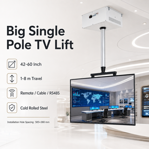 Soporte de Techo de un Solo Poste para Proyector con Control Remoto, Elevador de Proyector de Aleación de Aluminio con Cable Oculto Personalizado, Pantalla de 50 Pulgadas, Recorrido de 1-8m - Product Image 1