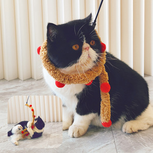 New extended <b>plush</b> striped silent caterpillar striped interactive self-entertaining <b>cat</b> toy pet toy Christmas <b>cat</b> teaser stick - Product Image 4