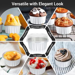125ml Rond Dessert Cupcake Feuille d'Aluminium Gobelets Jetables Récipient en Feuille d'Aluminium pour Mariage Anniversaire avec Couvercle en Plastique - Product Image 5