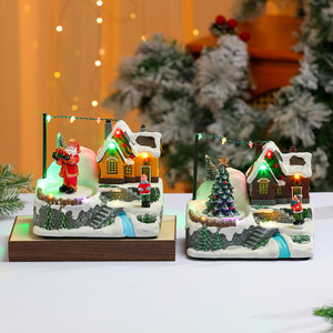Decoraciones navideñas, adornos musicales luminosos, regalos de Navidad, figuras giratorias de Papá Noel de estilo europeo - Product Image 3