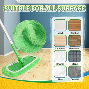 Panno per Mop in Microfibra Ecologico Rotondo Lavabile, Set di Ricambio per Scopa con Cesto in Plastica per Uso su Pavimenti - Product Image 4