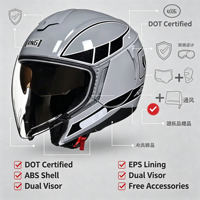 Nouveau casque de moto 3/4 ouvert XL en ABS avec protection de joue étendue, motif vague, double visière, fermeture rapide, toutes saisons