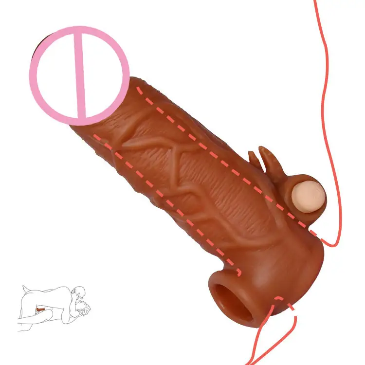 Yeniden Penis uzatma prezervatif tıbbi yumuşak silikon sihirli vibratör kollu uzun Penis uzatma prezervatif