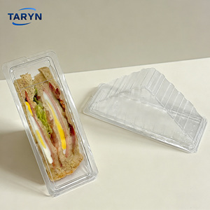 Boîtes à emporter triangulaires transparentes jetables en plastique PET pour l'emballage alimentaire, boîtes à sandwich avec couvercles à charnières - Product Image 1