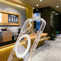 Étui transparent magnétique pour iPhone 16 Pro Max, couverture mobile antichoc en acrylique transparent