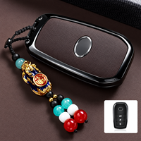 Pendentif Clé Rétro Chic National avec Breloque Pixie, Alliage Émaillé, Caractère Fu, Pompon Perlé pour Décoration de Clé de Voiture ou Sac
