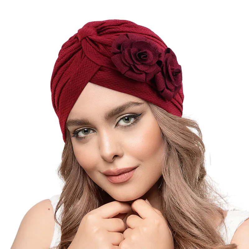 אופנה מוסלמי לרתק לפרוע כפול פרח כובע טורבן חיג 'אב ראש לעטוף טורבן לנשים אפריקאי