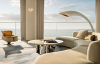 Ensemble de canapé en tissu incurvé et table basse en marbre pour salon, idéal pour appartements modernes et hôtels